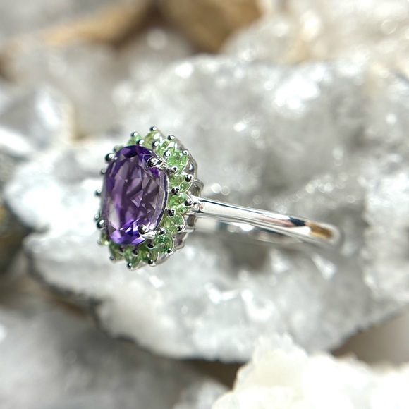 โAmethyst Vineโ Glorious Amethyst & Tsavorite Garnet Ring! ๐ - SIZE (10) - Picture 6 of 12